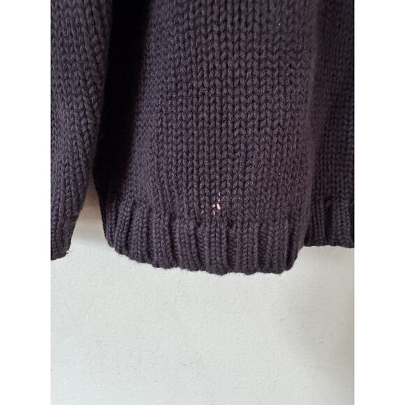 Lands End Navy Blue Chunky Full Zip Mock Neck Women’s Cardigan Sweater Small 6-8 - Picture 7 of 9